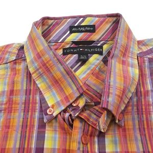 Tommy Hilfiger Button Front XL Easter Plaid Shirt